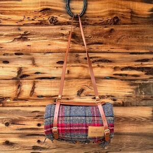 PENDLETON | Motor Robe w/ Leather Carrier Plaid 100% Wool Blanket 52" x 66" NEW